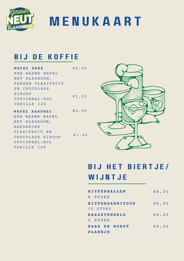 Menukaart Gewoon Neut bij de koffie